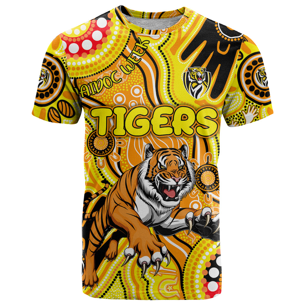 Personalised NAIDOC Week 2024 Richmond Tiger T Shirt Australian Aboriginal Hand Painting - Vibe Hoodie Shop