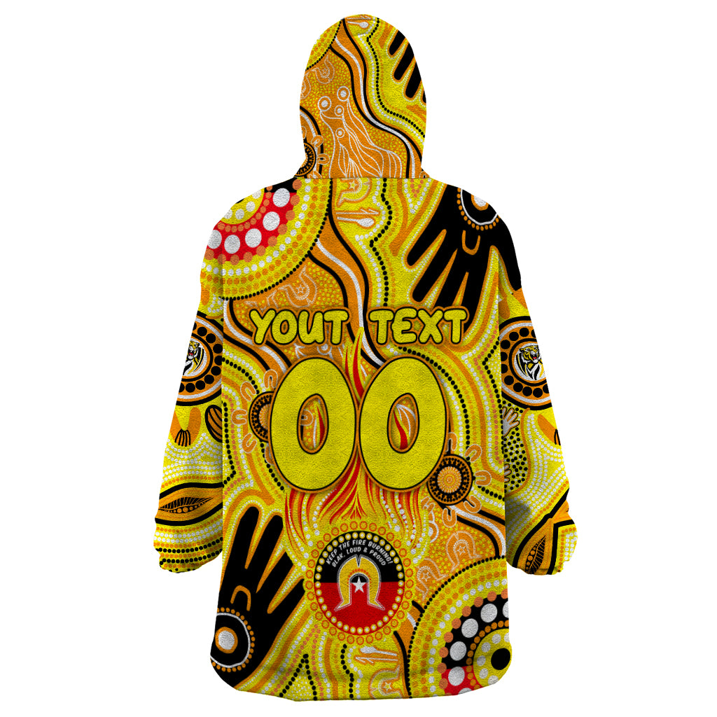 Personalised NAIDOC Week 2024 Richmond Tiger Wearable Blanket Hoodie Australian Aboriginal Hand Painting - Vibe Hoodie Shop