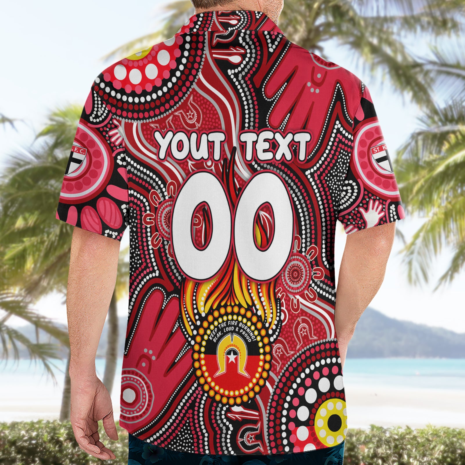 Personalised NAIDOC Week 2024 St Kilda Saints Hawaiian Shirt Australian Aboriginal Hand Painting - Vibe Hoodie Shop