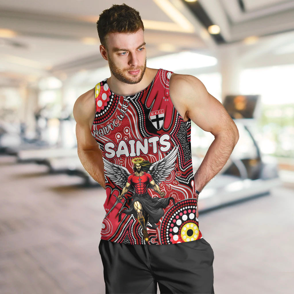 Personalised NAIDOC Week 2024 St Kilda Saints Men Tank Top Australian Aboriginal Hand Painting - Vibe Hoodie Shop