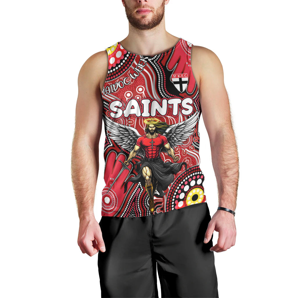 Personalised NAIDOC Week 2024 St Kilda Saints Men Tank Top Australian Aboriginal Hand Painting - Vibe Hoodie Shop