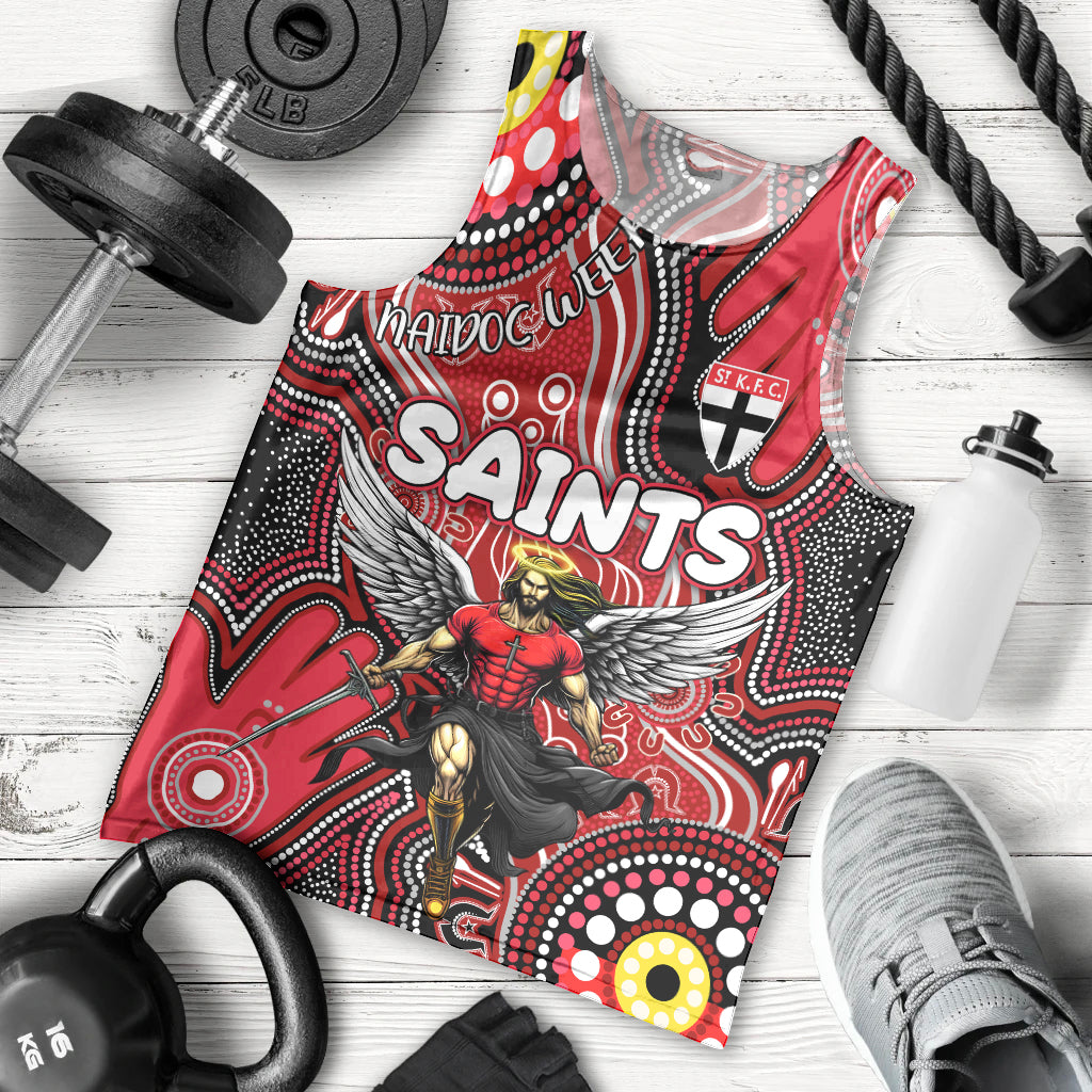 Personalised NAIDOC Week 2024 St Kilda Saints Men Tank Top Australian Aboriginal Hand Painting - Vibe Hoodie Shop