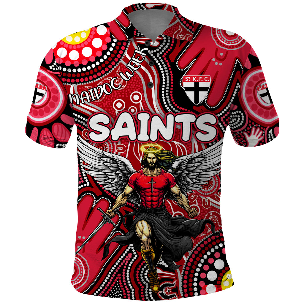 Personalised NAIDOC Week 2024 St Kilda Saints Polo Shirt Australian Aboriginal Hand Painting - Vibe Hoodie Shop