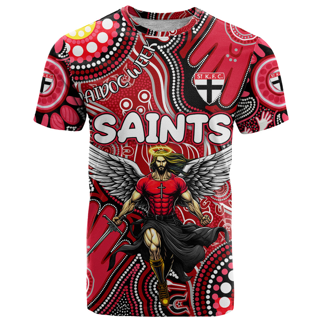 Personalised NAIDOC Week 2024 St Kilda Saints T Shirt Australian Aboriginal Hand Painting - Vibe Hoodie Shop