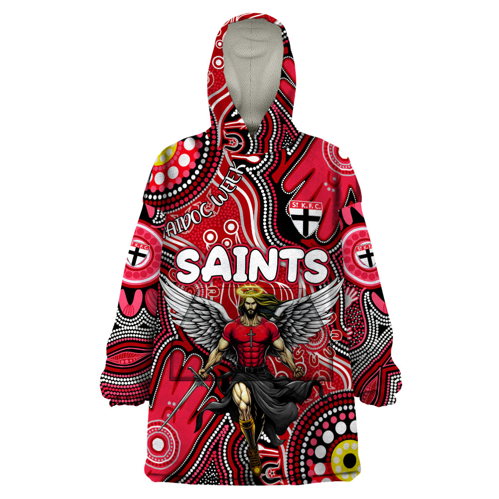 Personalised NAIDOC Week 2024 St Kilda Saints Wearable Blanket Hoodie Australian Aboriginal Hand Painting - Vibe Hoodie Shop