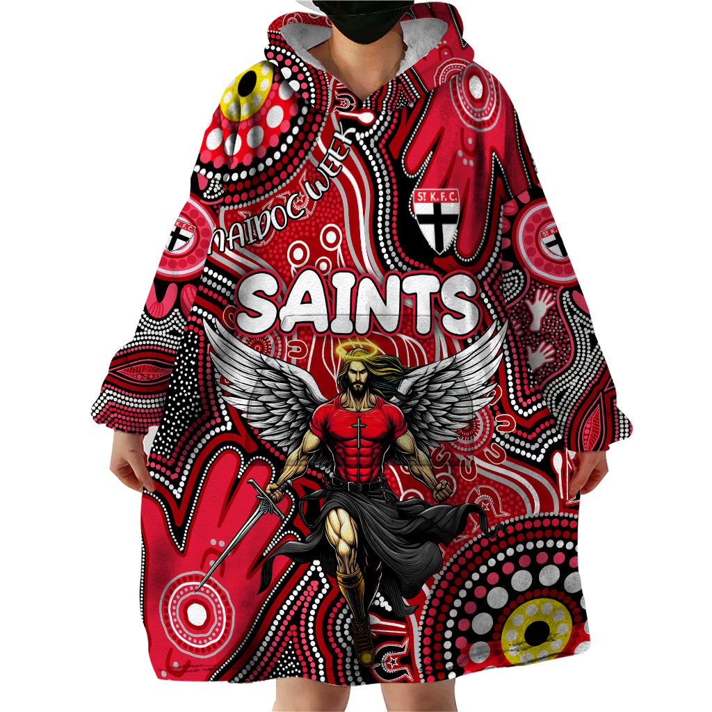 Personalised NAIDOC Week 2024 St Kilda Saints Wearable Blanket Hoodie Australian Aboriginal Hand Painting - Vibe Hoodie Shop