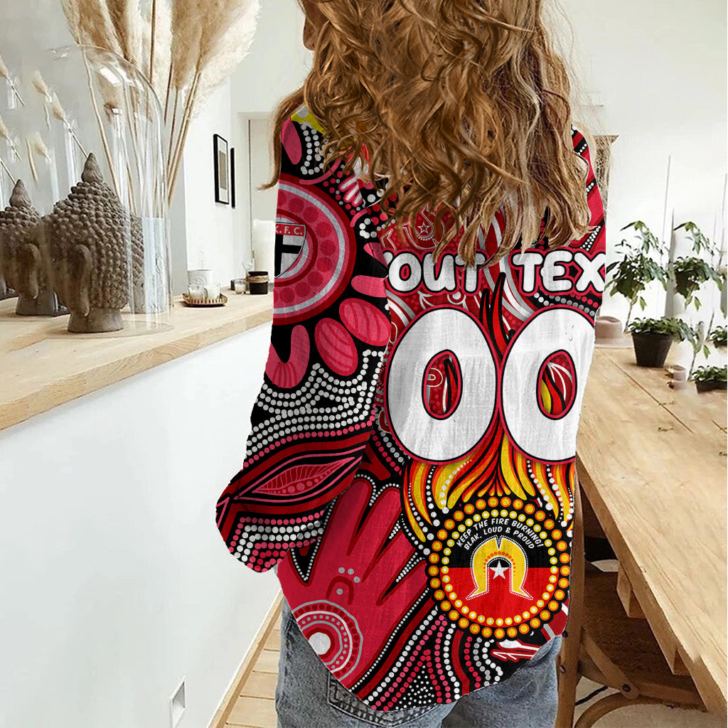 Personalised NAIDOC Week 2024 St Kilda Saints Women Casual Shirt Australian Aboriginal Hand Painting - Vibe Hoodie Shop