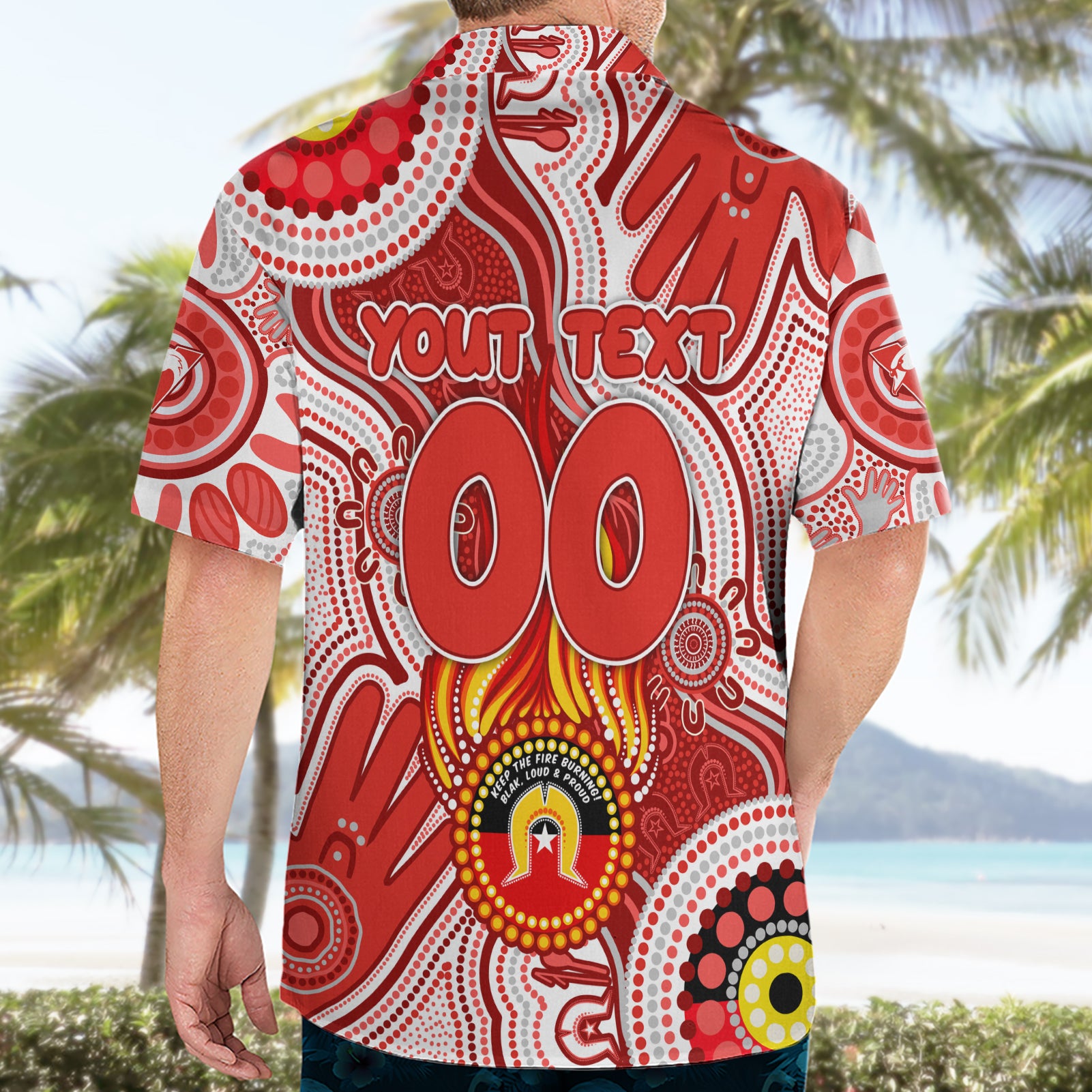 Personalised NAIDOC Week 2024 Sydney Swans Hawaiian Shirt Australian Aboriginal Hand Painting - Vibe Hoodie Shop