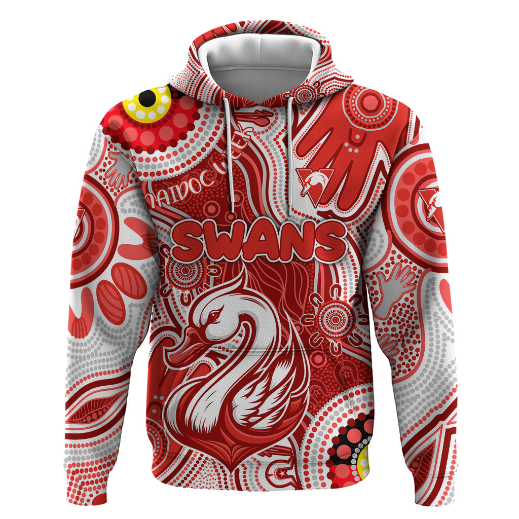 Personalised NAIDOC Week 2024 Sydney Swans Hoodie Australian Aboriginal Hand Painting - Vibe Hoodie Shop