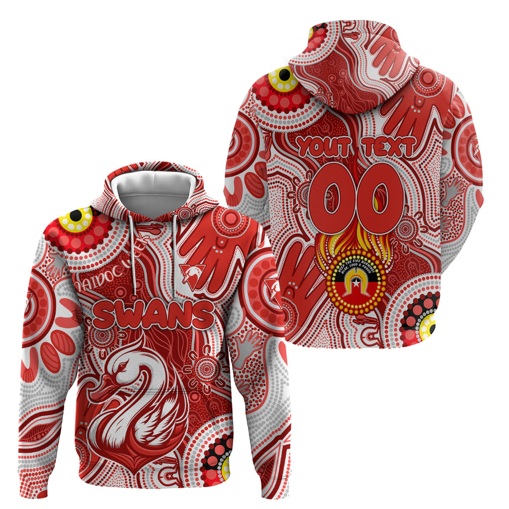 Personalised NAIDOC Week 2024 Sydney Swans Hoodie Australian Aboriginal Hand Painting - Vibe Hoodie Shop