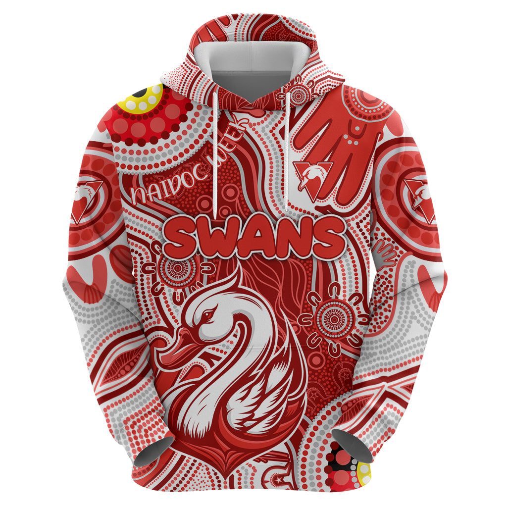 Personalised NAIDOC Week 2024 Sydney Swans Hoodie Australian Aboriginal Hand Painting - Vibe Hoodie Shop