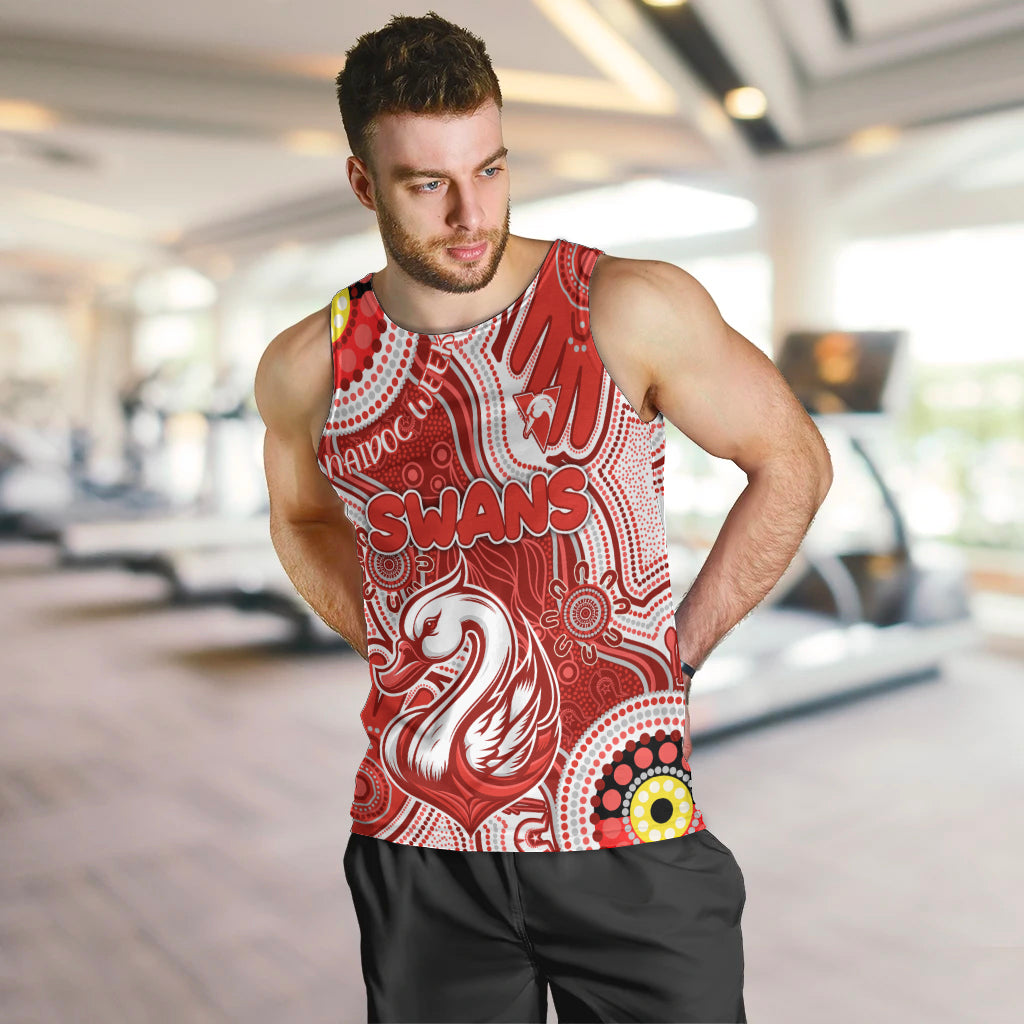Personalised NAIDOC Week 2024 Sydney Swans Men Tank Top Australian Aboriginal Hand Painting - Vibe Hoodie Shop