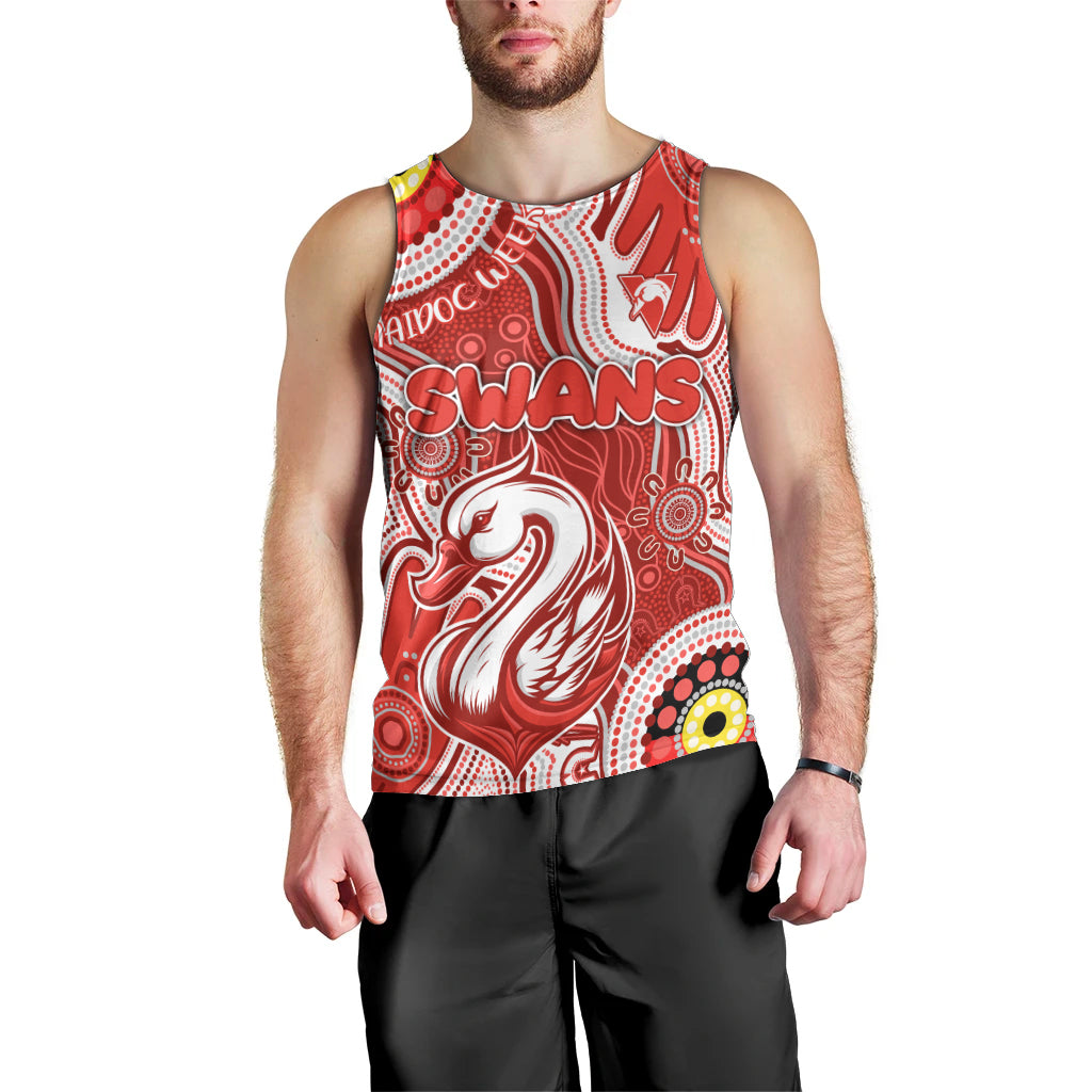 Personalised NAIDOC Week 2024 Sydney Swans Men Tank Top Australian Aboriginal Hand Painting - Vibe Hoodie Shop