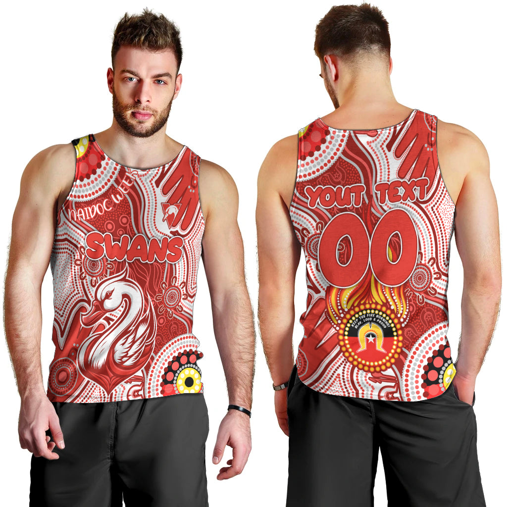 Personalised NAIDOC Week 2024 Sydney Swans Men Tank Top Australian Aboriginal Hand Painting - Vibe Hoodie Shop