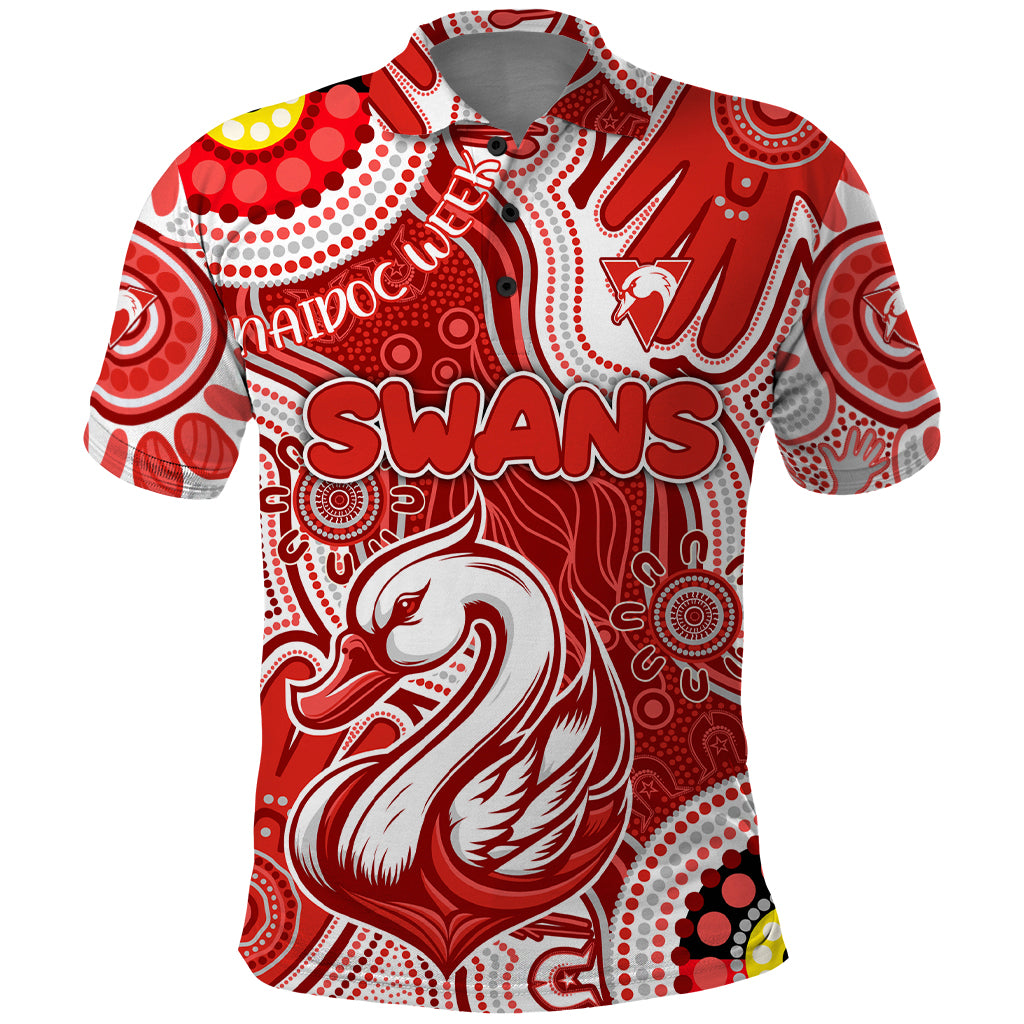 Personalised NAIDOC Week 2024 Sydney Swans Polo Shirt Australian Aboriginal Hand Painting - Vibe Hoodie Shop