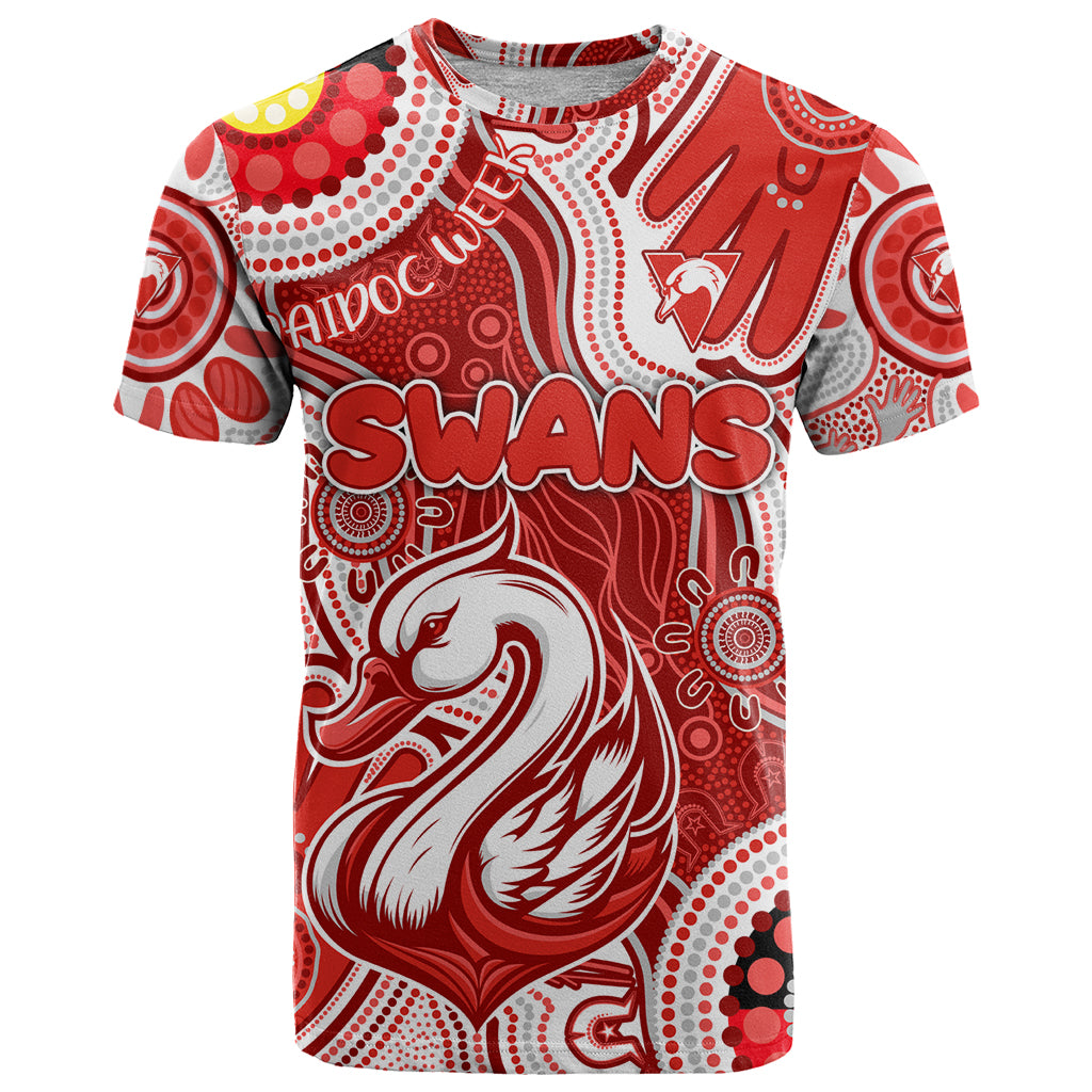 Personalised NAIDOC Week 2024 Sydney Swans T Shirt Australian Aboriginal Hand Painting - Vibe Hoodie Shop