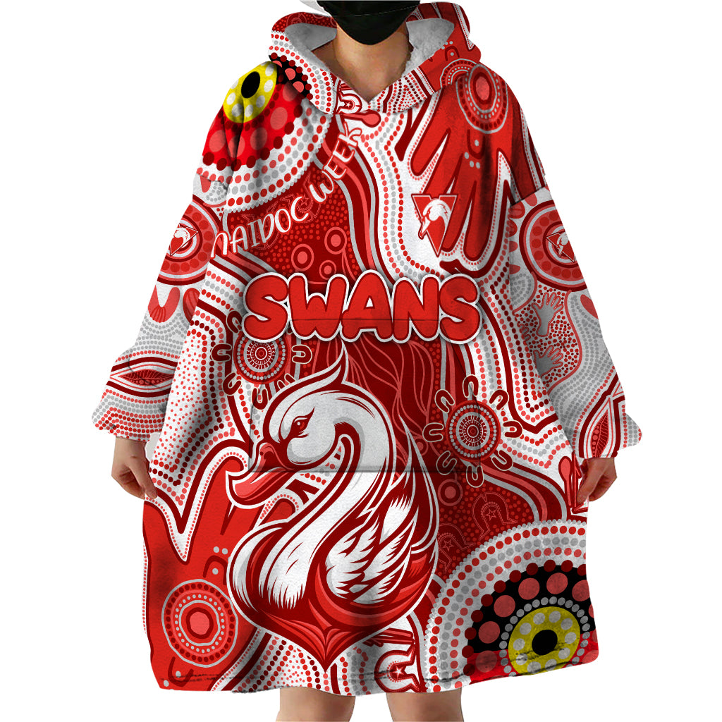 Personalised NAIDOC Week 2024 Sydney Swans Wearable Blanket Hoodie Australian Aboriginal Hand Painting - Vibe Hoodie Shop