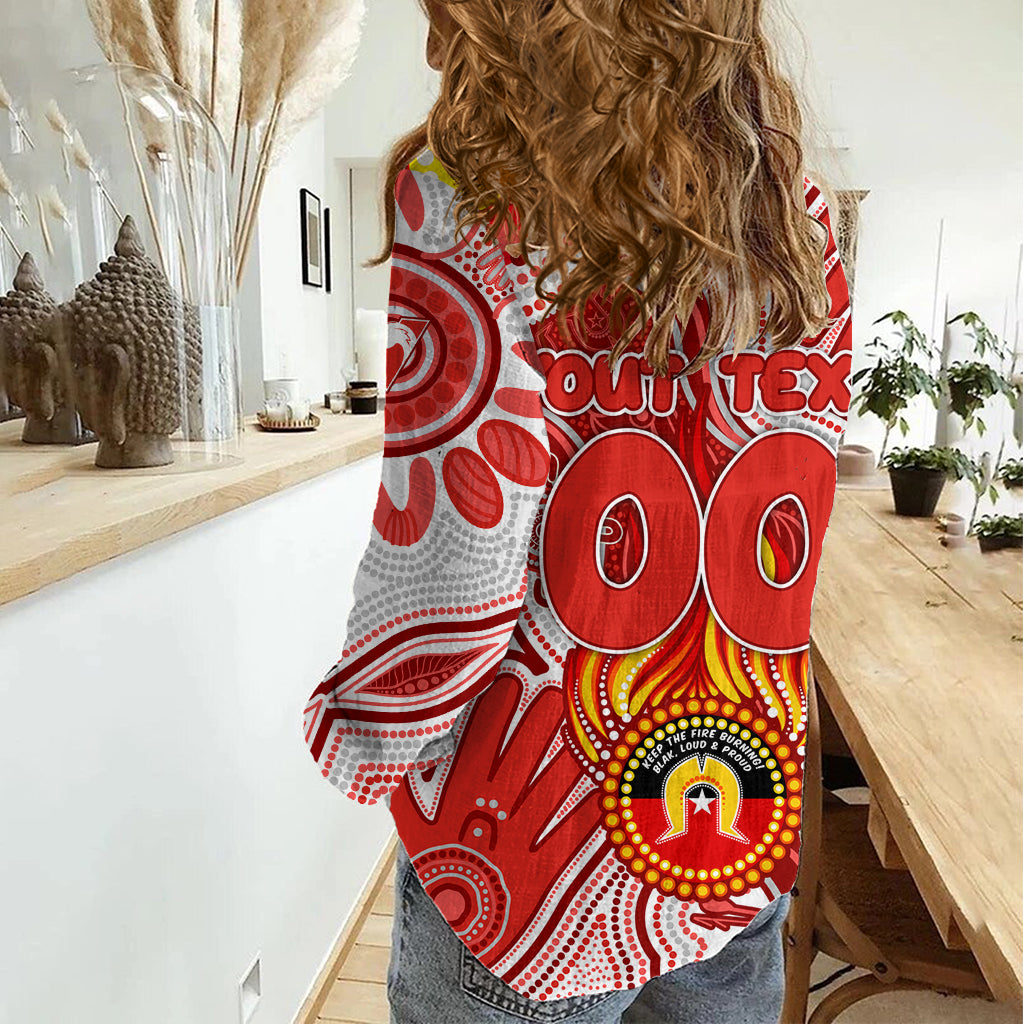 Personalised NAIDOC Week 2024 Sydney Swans Women Casual Shirt Australian Aboriginal Hand Painting - Vibe Hoodie Shop