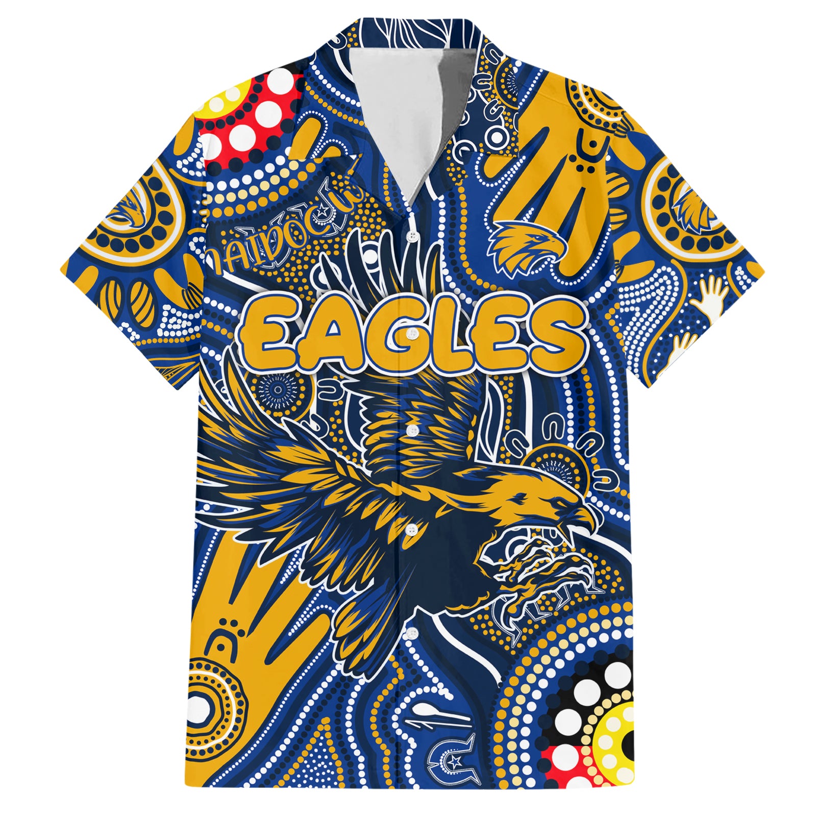 Personalised NAIDOC Week 2024 West Coast Eagles Hawaiian Shirt Australian Aboriginal Hand Painting - Vibe Hoodie Shop