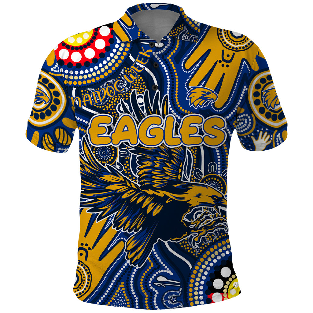 Personalised NAIDOC Week 2024 West Coast Eagles Polo Shirt Australian Aboriginal Hand Painting - Vibe Hoodie Shop