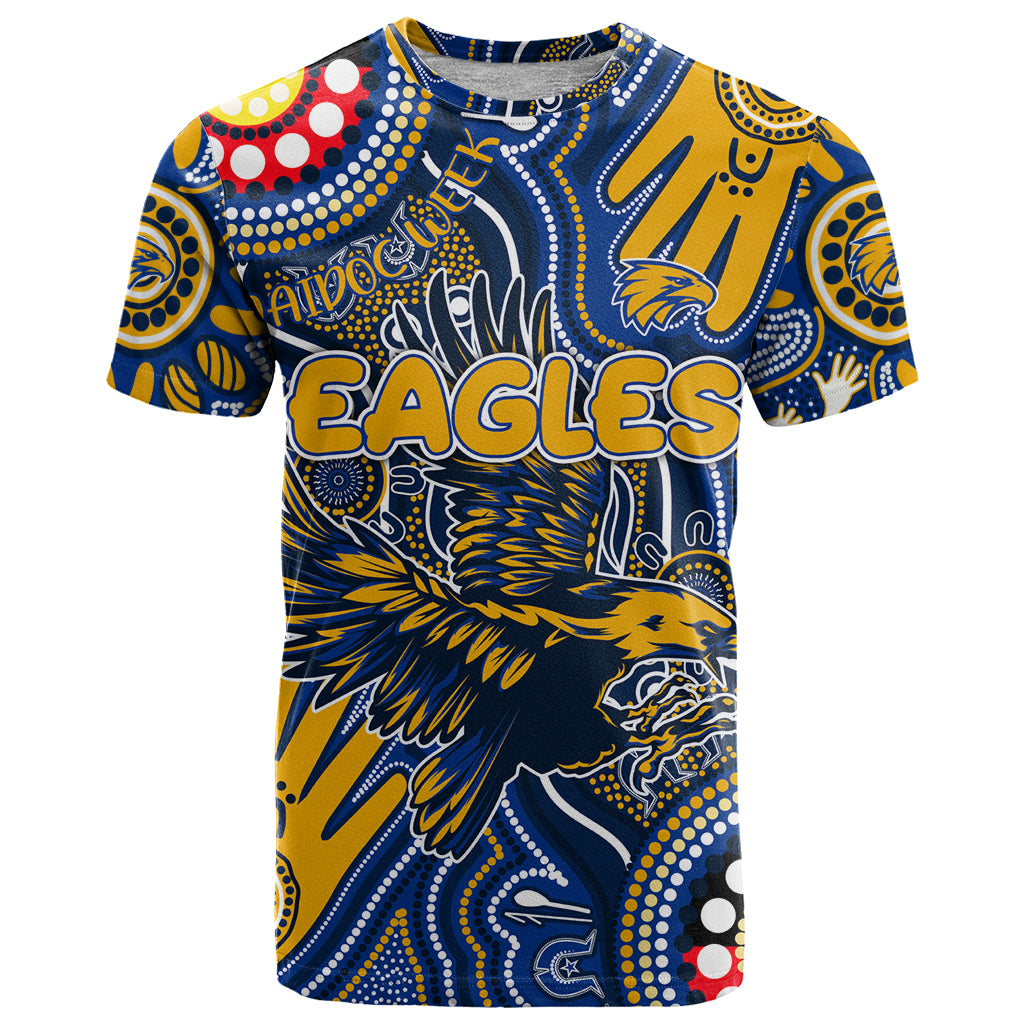 Personalised NAIDOC Week 2024 West Coast Eagles T Shirt Australian Aboriginal Hand Painting - Vibe Hoodie Shop