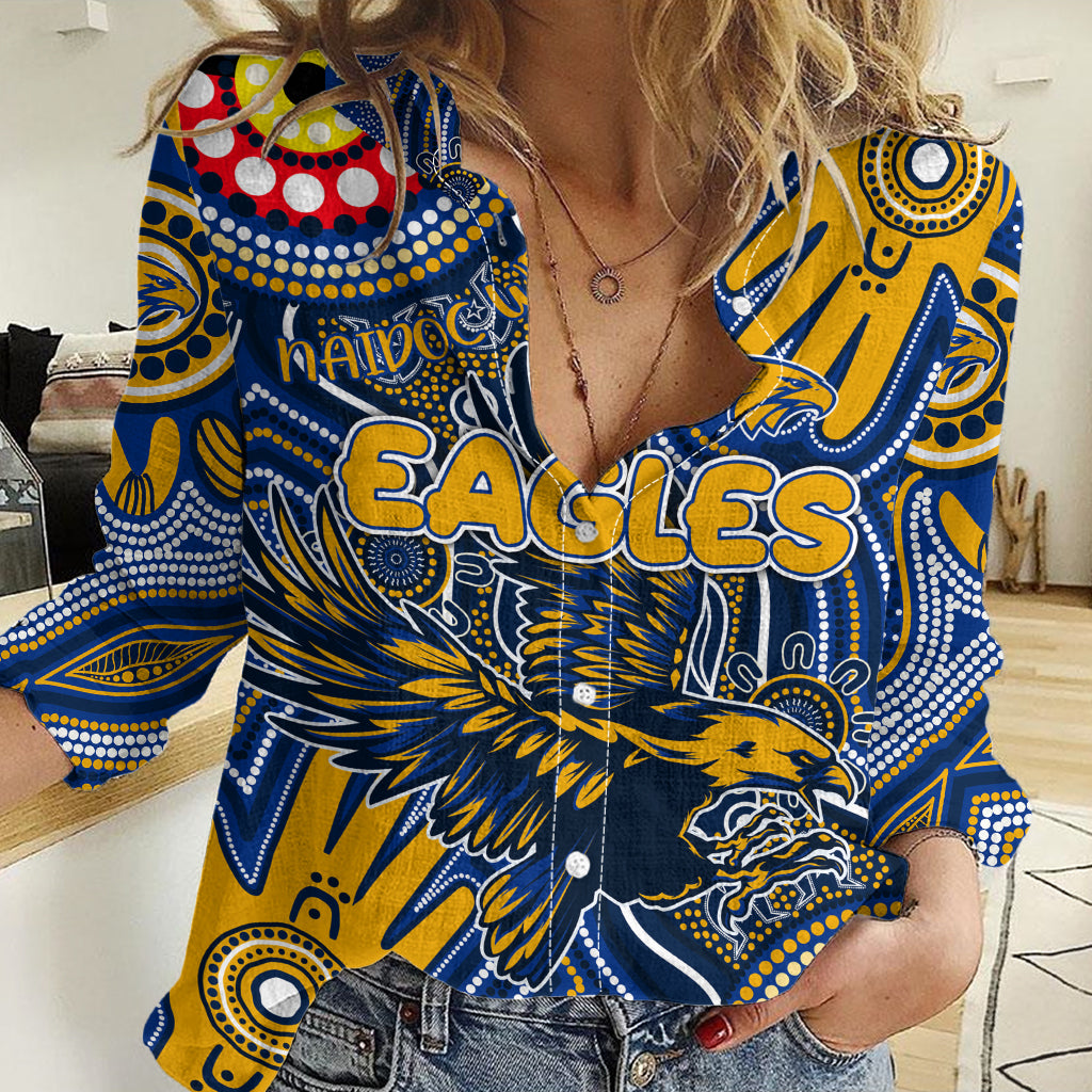 Personalised NAIDOC Week 2024 West Coast Eagles Women Casual Shirt Australian Aboriginal Hand Painting - Vibe Hoodie Shop