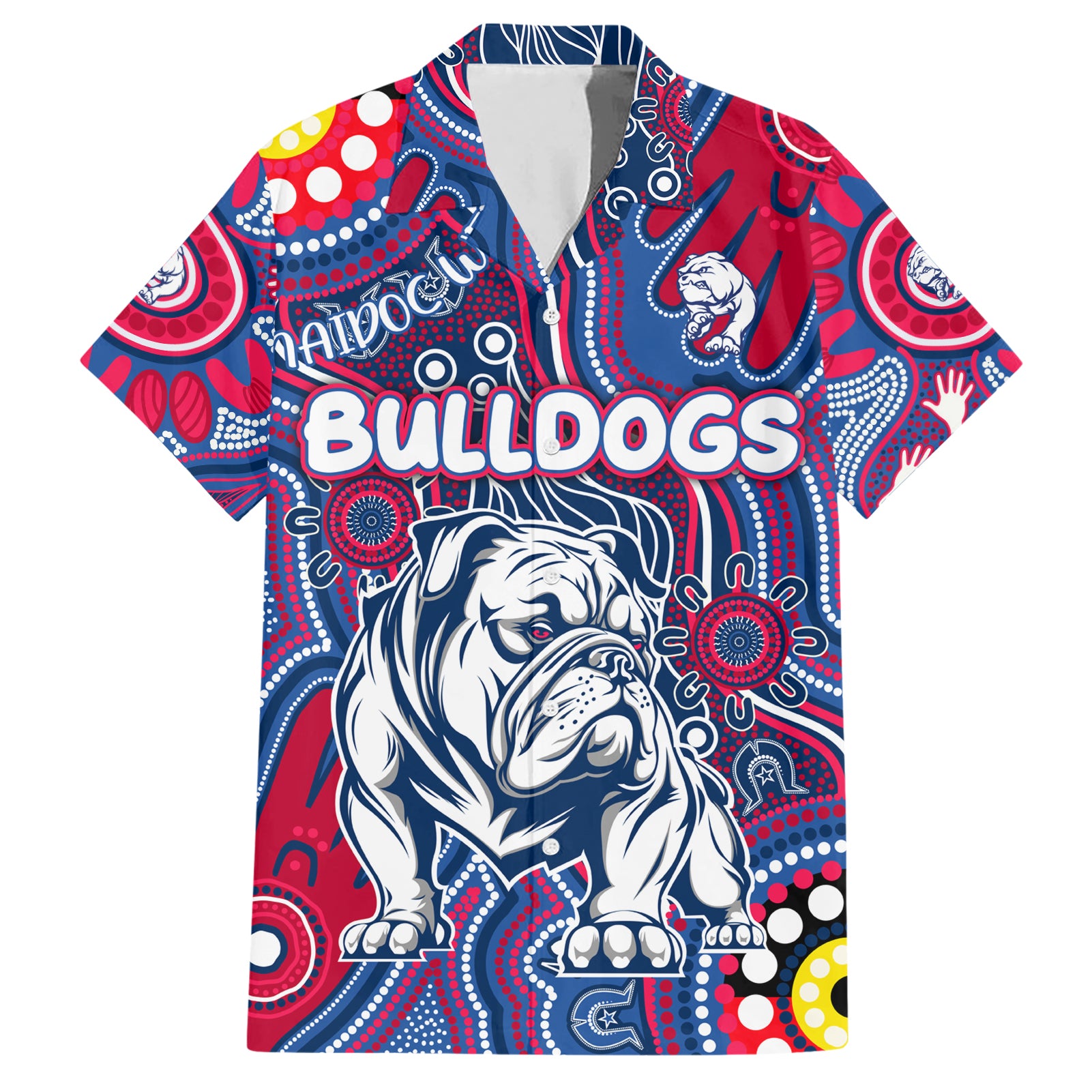 Personalised NAIDOC Week 2024 Western Bulldogs Hawaiian Shirt Australian Aboriginal Hand Painting - Vibe Hoodie Shop