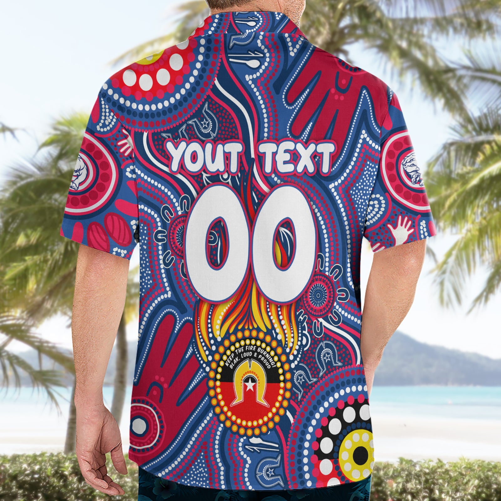 Personalised NAIDOC Week 2024 Western Bulldogs Hawaiian Shirt Australian Aboriginal Hand Painting - Vibe Hoodie Shop