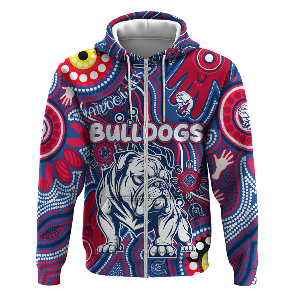 Personalised NAIDOC Week 2024 Western Bulldogs Hoodie Australian Aboriginal Hand Painting - Vibe Hoodie Shop