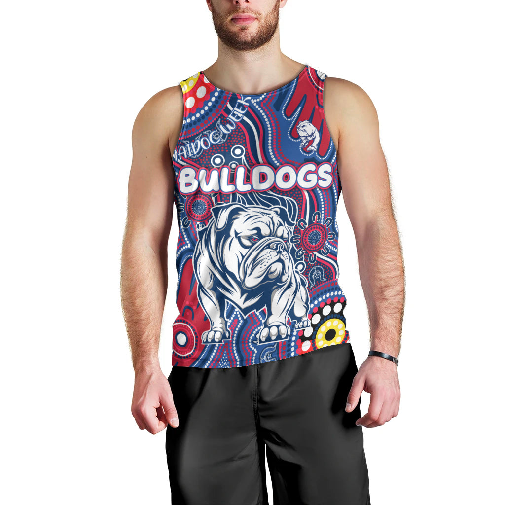 Personalised NAIDOC Week 2024 Western Bulldogs Men Tank Top Australian Aboriginal Hand Painting - Vibe Hoodie Shop