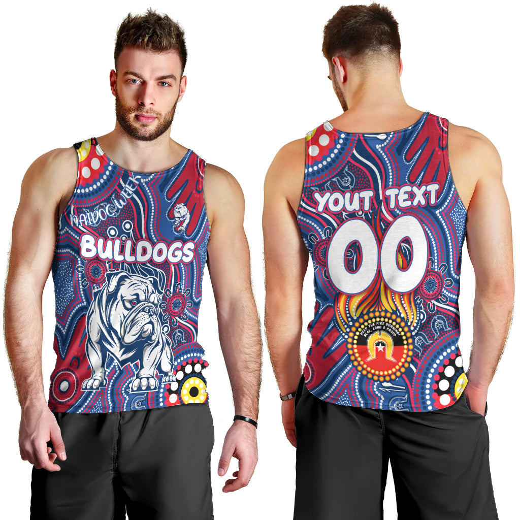 Personalised NAIDOC Week 2024 Western Bulldogs Men Tank Top Australian Aboriginal Hand Painting - Vibe Hoodie Shop