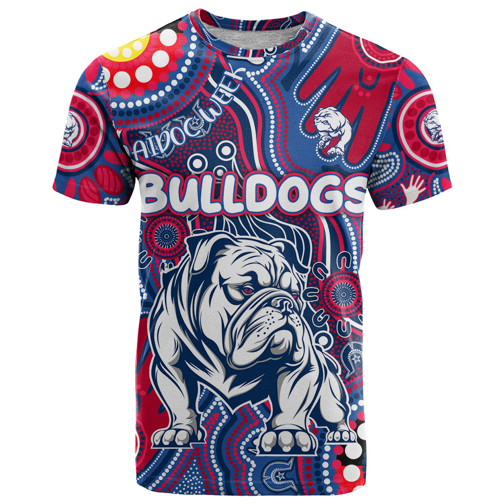 Personalised NAIDOC Week 2024 Western Bulldogs T Shirt Australian Aboriginal Hand Painting - Vibe Hoodie Shop