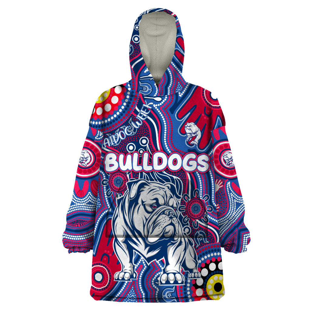 Personalised NAIDOC Week 2024 Western Bulldogs Wearable Blanket Hoodie Australian Aboriginal Hand Painting - Vibe Hoodie Shop