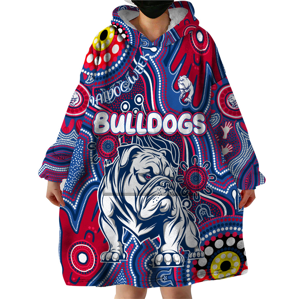 Personalised NAIDOC Week 2024 Western Bulldogs Wearable Blanket Hoodie Australian Aboriginal Hand Painting - Vibe Hoodie Shop