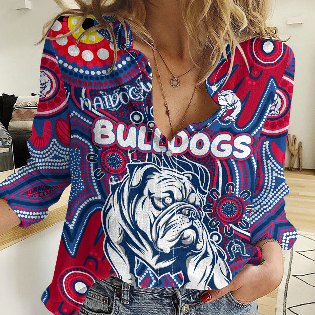 Personalised NAIDOC Week 2024 Western Bulldogs Women Casual Shirt Australian Aboriginal Hand Painting - Vibe Hoodie Shop