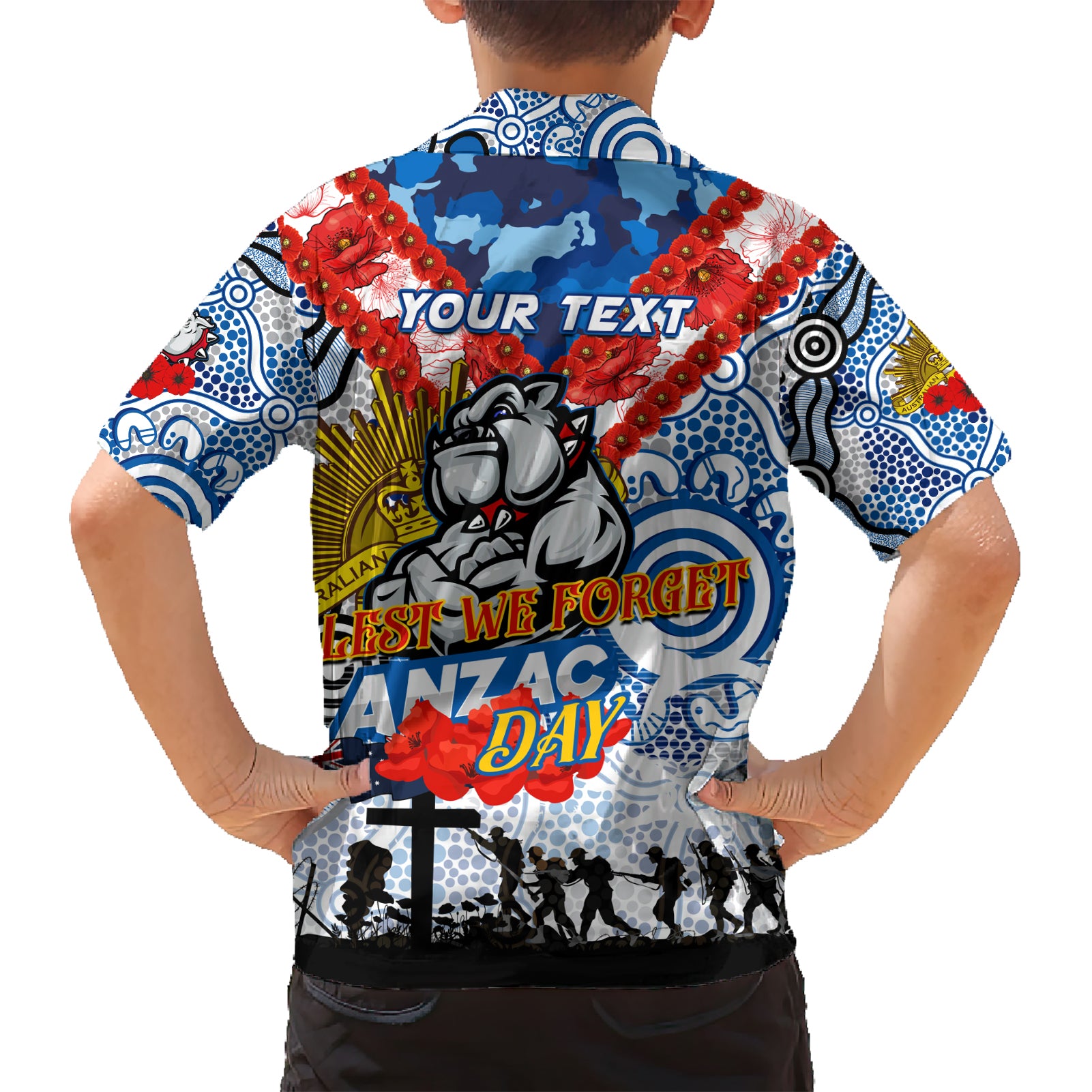 Personalised Bulldogs ANZAC Day Hawaiian Shirt Aboriginal Rising Sun - Vibe Hoodie Shop