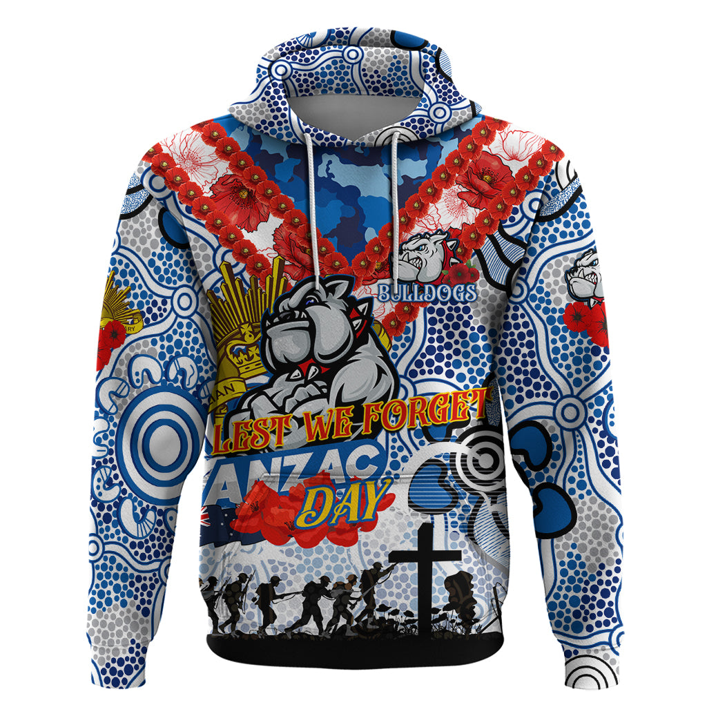 Personalised Bulldogs ANZAC Day Hoodie Aboriginal Rising Sun - Vibe Hoodie Shop