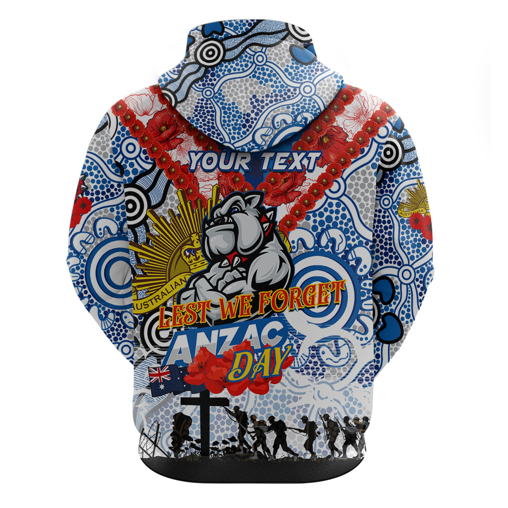 Personalised Bulldogs ANZAC Day Hoodie Aboriginal Rising Sun - Vibe Hoodie Shop