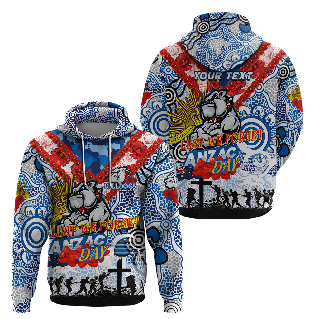 Personalised Bulldogs ANZAC Day Hoodie Aboriginal Rising Sun - Vibe Hoodie Shop