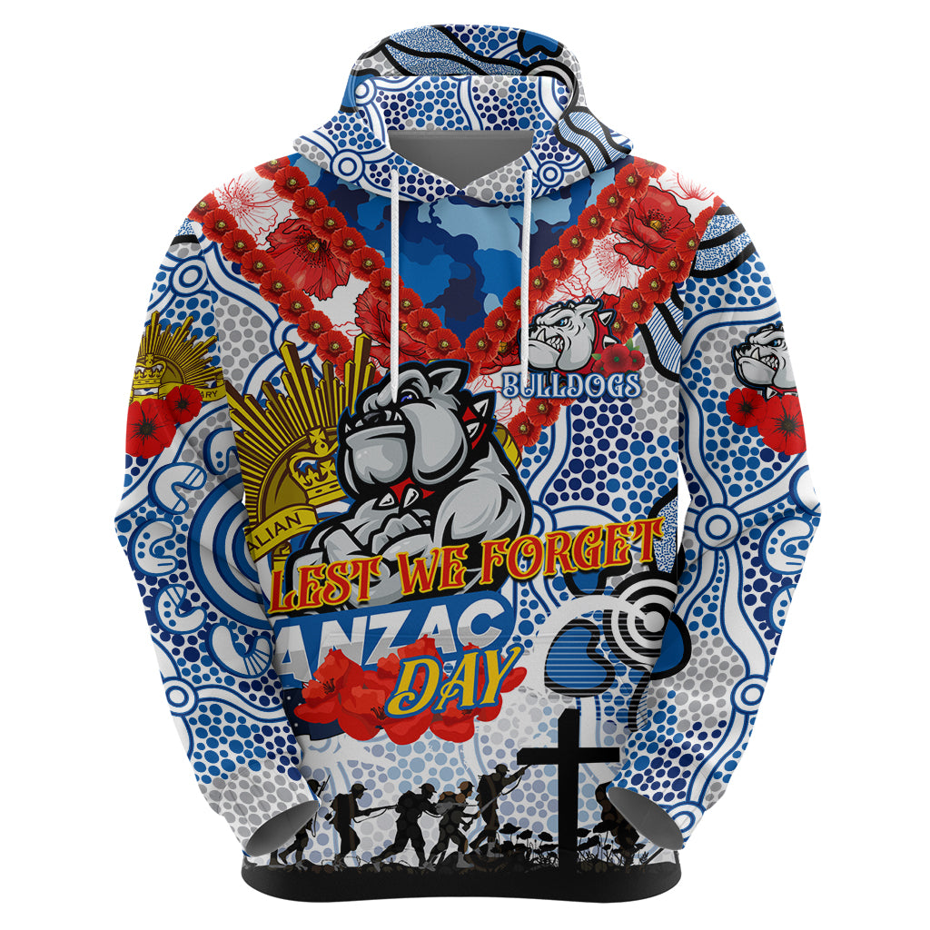 Personalised Bulldogs ANZAC Day Hoodie Aboriginal Rising Sun - Vibe Hoodie Shop