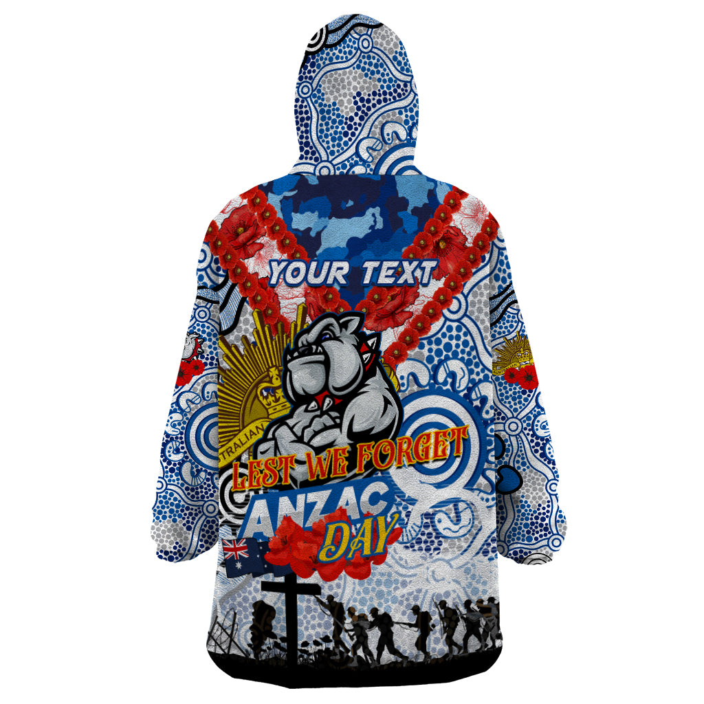 Personalised Bulldogs ANZAC Day Wearable Blanket Hoodie Aboriginal Rising Sun - Vibe Hoodie Shop