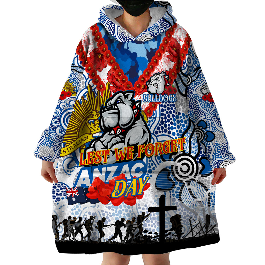 Personalised Bulldogs ANZAC Day Wearable Blanket Hoodie Aboriginal Rising Sun - Vibe Hoodie Shop