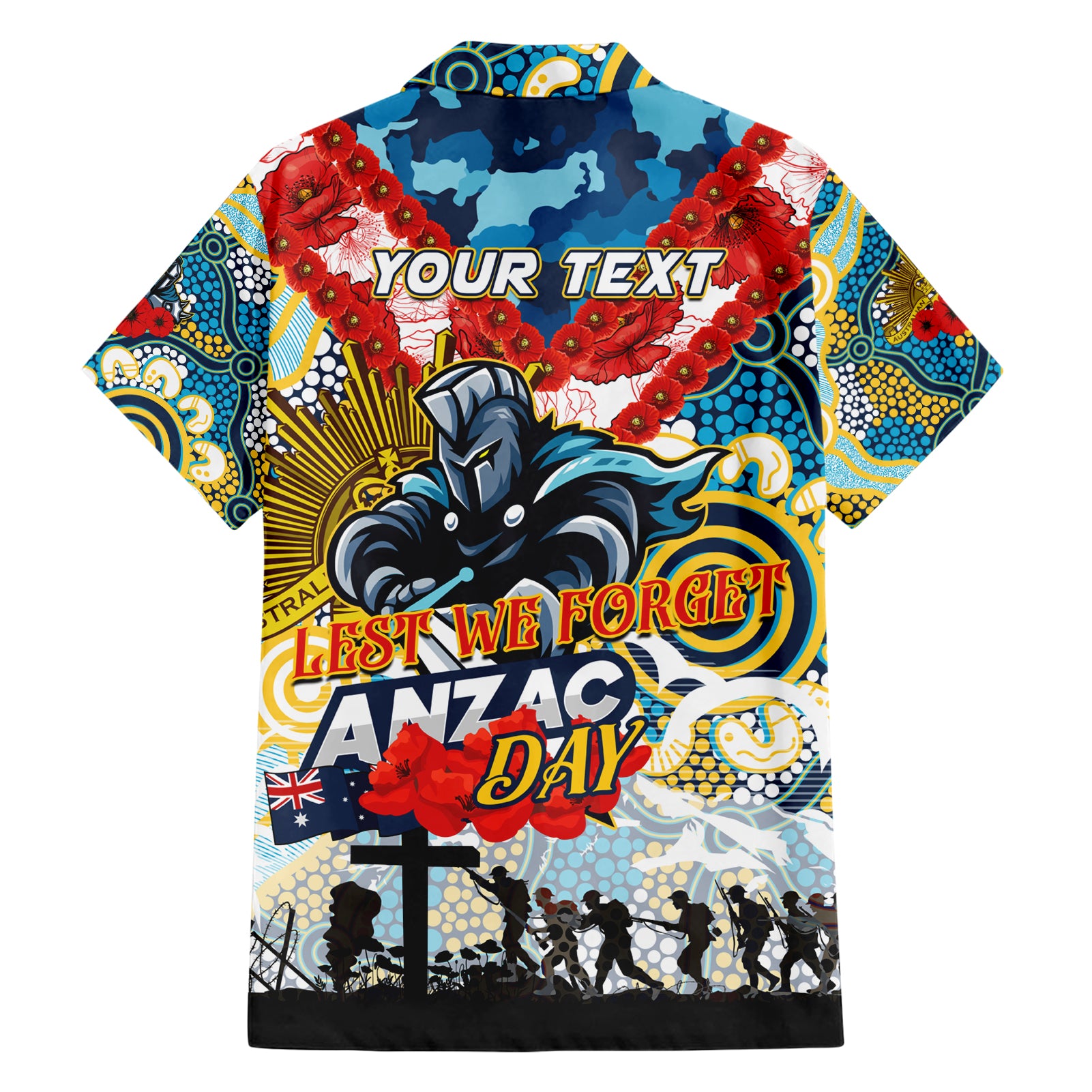 Personalised Titans ANZAC Day Hawaiian Shirt Aboriginal Rising Sun - Vibe Hoodie Shop