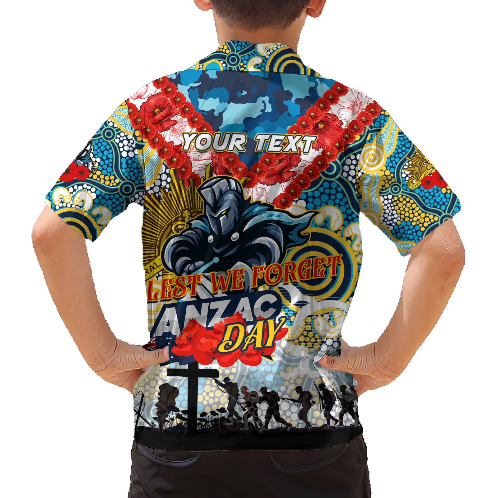 Personalised Titans ANZAC Day Hawaiian Shirt Aboriginal Rising Sun - Vibe Hoodie Shop