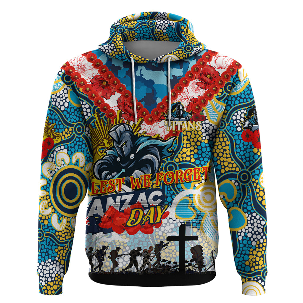 Personalised Titans ANZAC Day Hoodie Aboriginal Rising Sun - Vibe Hoodie Shop