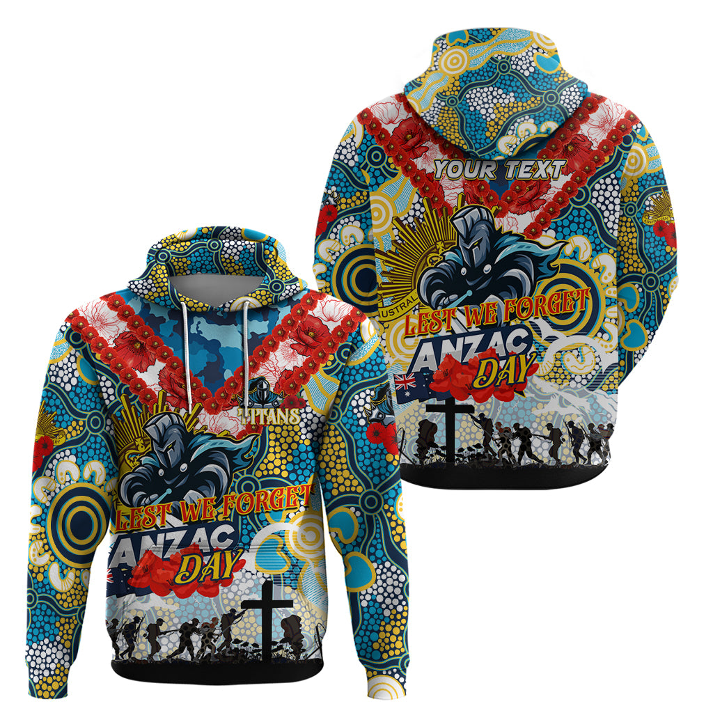 Personalised Titans ANZAC Day Hoodie Aboriginal Rising Sun - Vibe Hoodie Shop