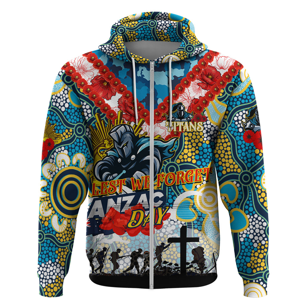 Personalised Titans ANZAC Day Hoodie Aboriginal Rising Sun - Vibe Hoodie Shop