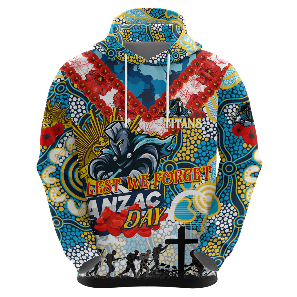 Personalised Titans ANZAC Day Hoodie Aboriginal Rising Sun - Vibe Hoodie Shop
