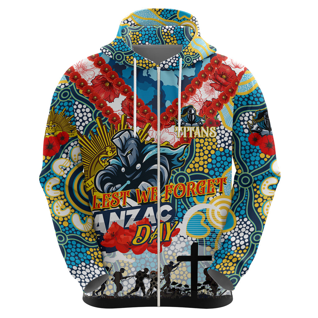 Personalised Titans ANZAC Day Hoodie Aboriginal Rising Sun - Vibe Hoodie Shop