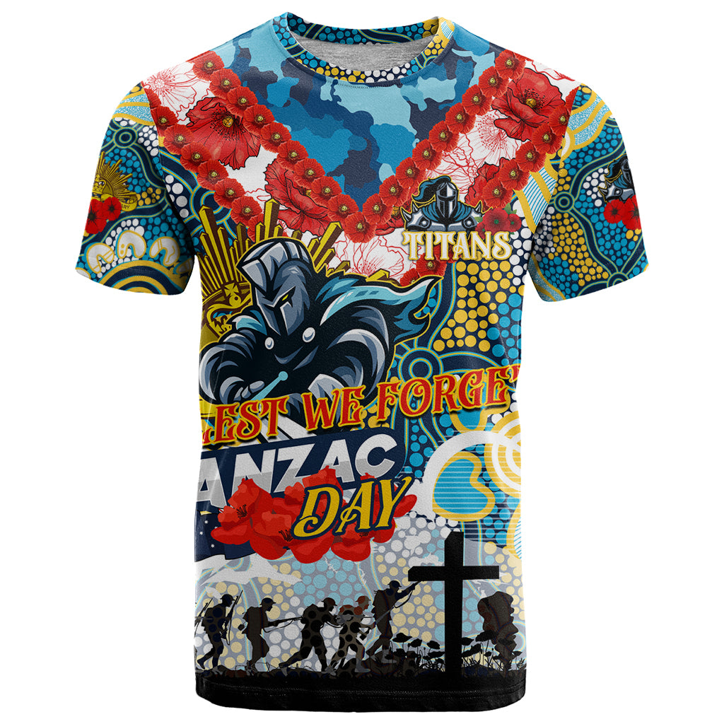 Personalised Titans ANZAC Day T Shirt Aboriginal Rising Sun - Vibe Hoodie Shop